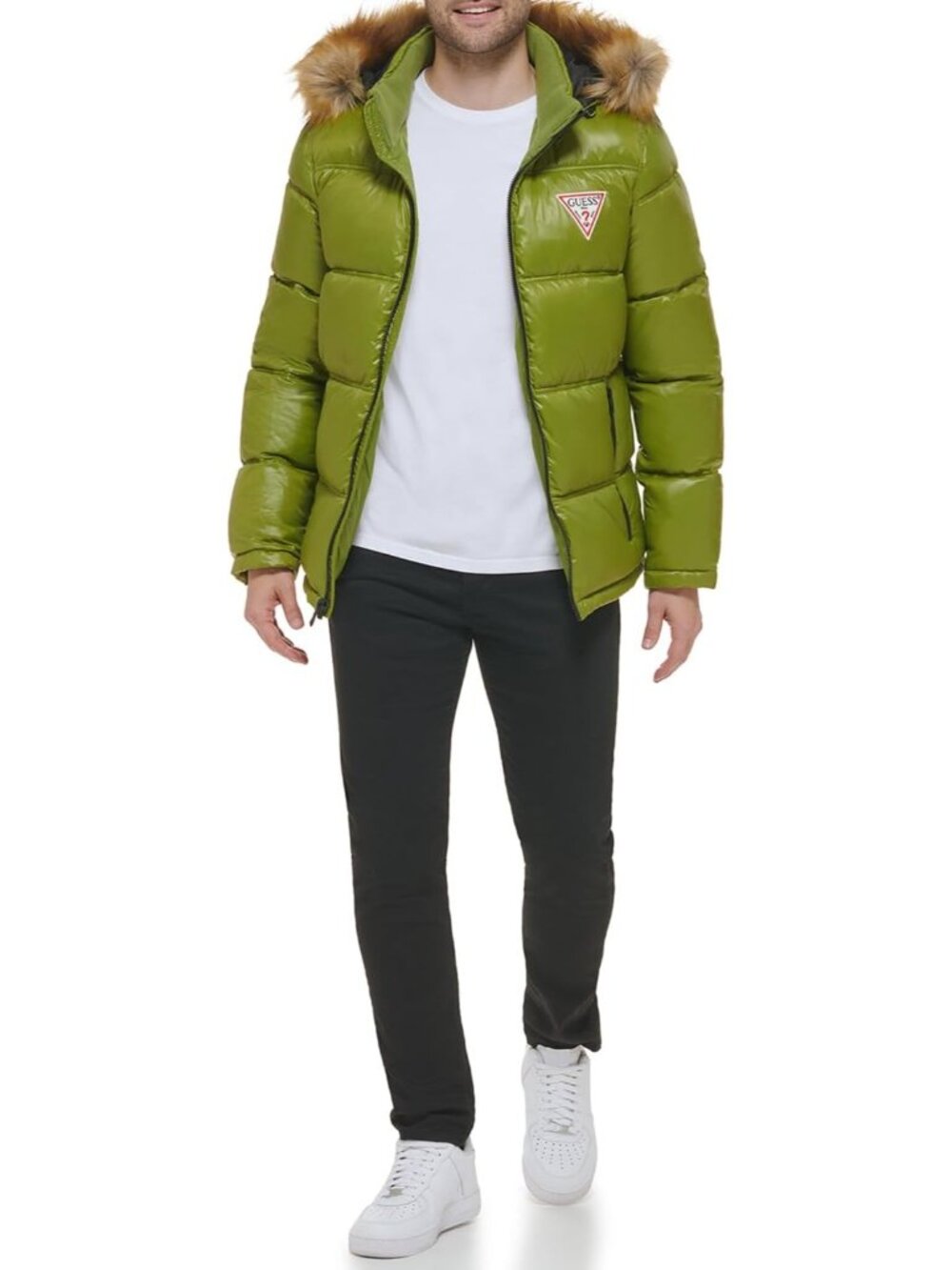 Guess Men's Moss Hooded Collar Imported Warm Rain Resistant Puffer Jackets